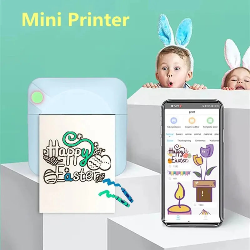 Fun Print Portable Thermal Self-Adhesive Stickers Photo Printer HD Mini Bluetooth 57*25Mm Supplies 2D Label Maker for Phone
